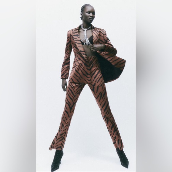 ZARA animal print flare pants size small - Picture 3 of 11